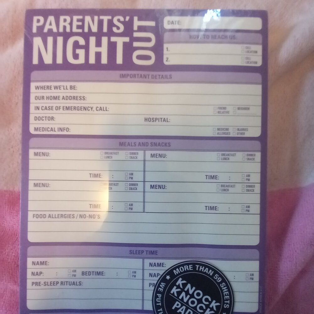 Knock Knock Pad Parents Night Out (New)